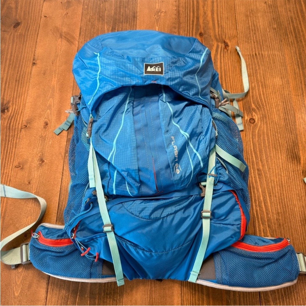 REI Flash 58 Framed Teal and Orange Adventure Backpack